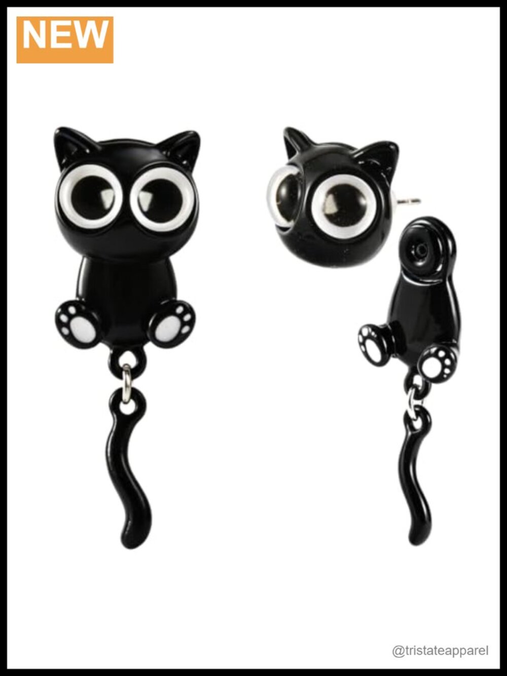 Cat Stud Earrings Acrylic Black Cat Halloween Christmas Jewelry Gift